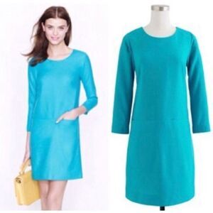 J. Crew Jules turquoise wool shirt dress size 0/xs